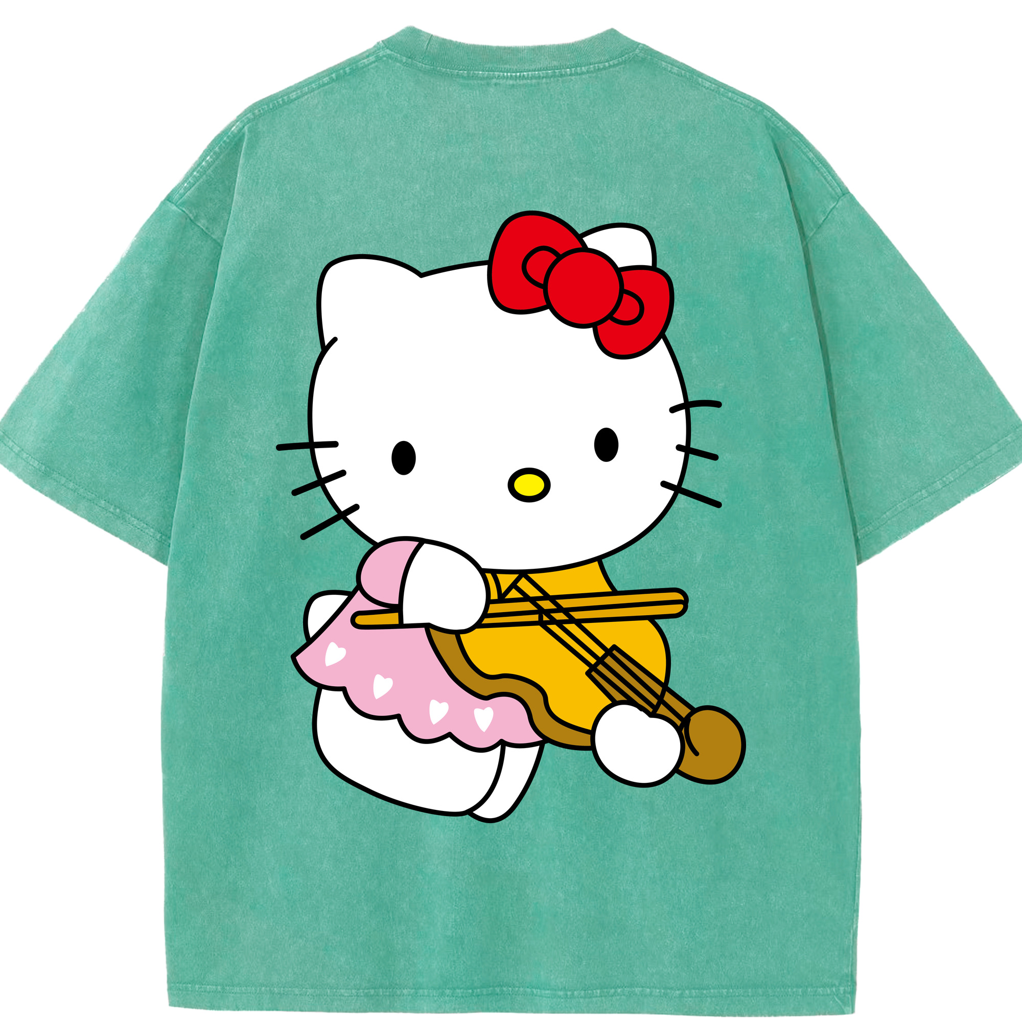 （画像用） Hello Kitty ハローキティ 綿100% ヴィンテージ風 半袖Tシャツ（背面プリント）